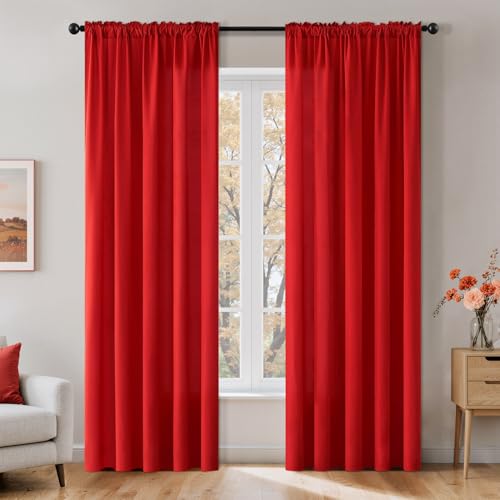 Red Privacy Sheer Curtains 2 Panels 42W x 84L (2 Count)