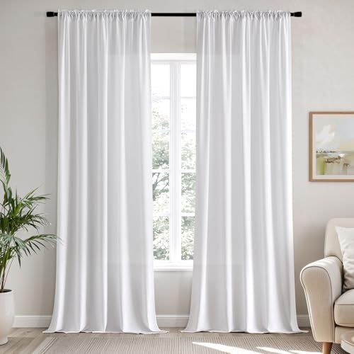 White Privacy Sheer Curtains 2 Panels 42W x 92L (2 Count)