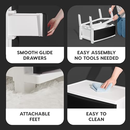 4 Drawer Wide Plastic Drawer Organizer