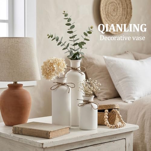 White Ceramic Vase Set (3 Count)