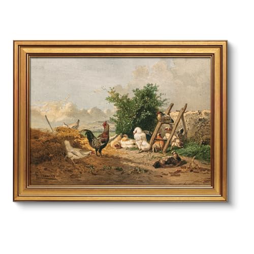 Gold Framed Farm Animal Wall Art Print