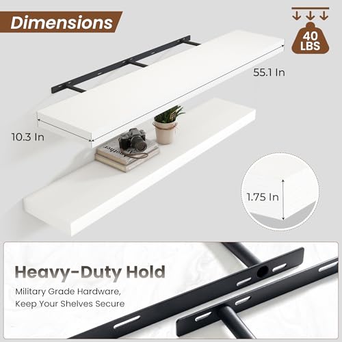 Floating Shelves 55.1" W x 10.3" D White Set of 1