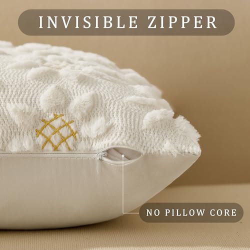 Spring Summer Pillow Covers 18x18 inch Set of 2 White Sunflower (2 Count)