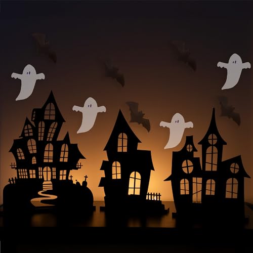 Spooky Halloween House Village Silhouettes