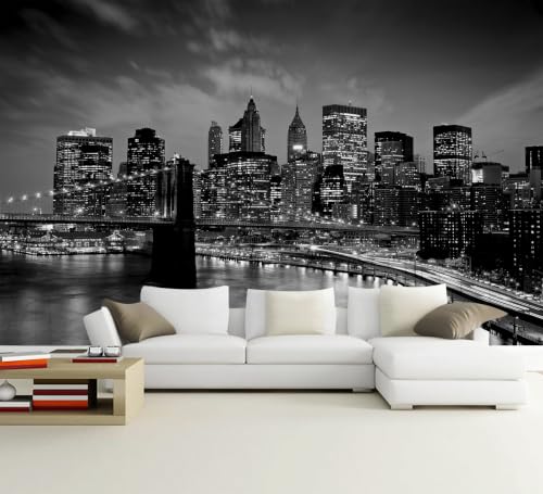 Black New York City Wallpaper Mural Peel and Stick for Bedroom
