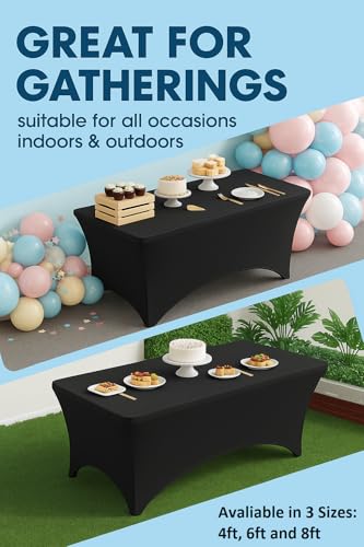 6 Pack 6ft Black Spandex Tablecloth (6 Count)