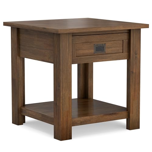 Monroe 22" Wide Solid Wood Rectangular End Table in Brown