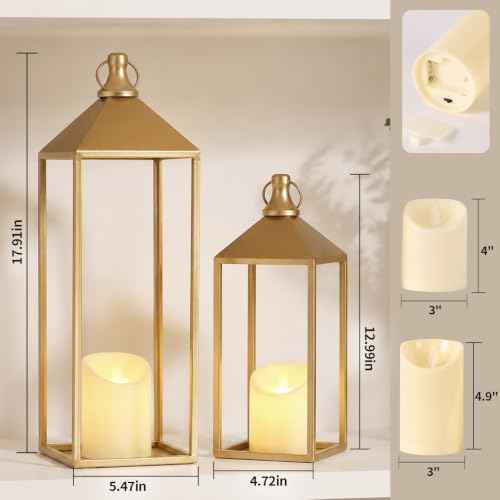 Set of 2 Decorative Lanterns with Candles (24 Count)