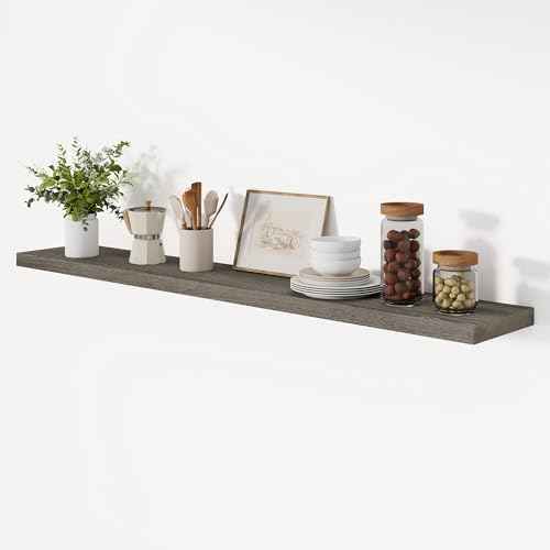 Elm Wood Floating Shelf 55x8” Set of 1