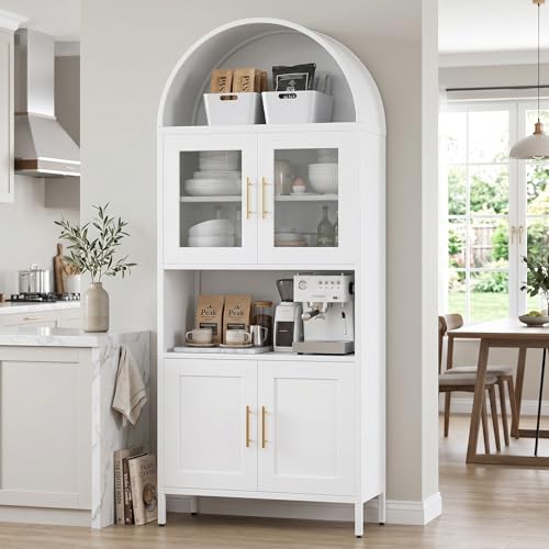 72.8 Inch Metal Pantry Cabinet with 4 Doors and Open Shelf