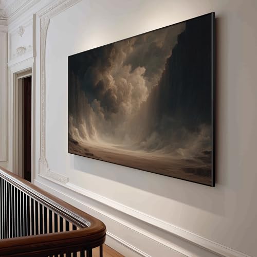 46"x72" Extra Large Framed Wall Art Dramatic Canyon Storm Cloudscape Illustration for Home Living Room Bedroom Decor