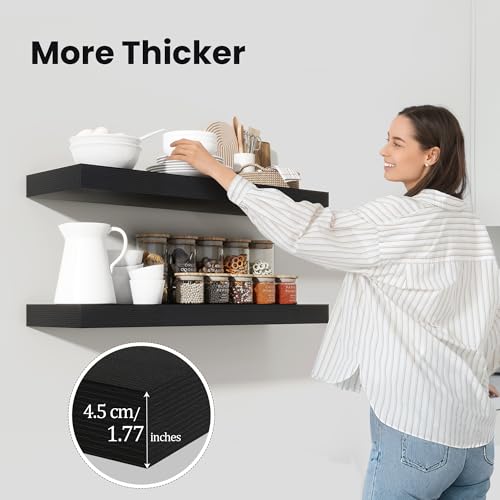 Floating Shelves 55.1" W x 10.3" D Black Set of 2 (2 Count)