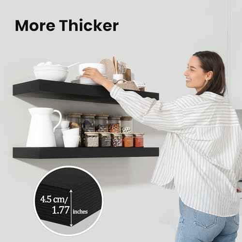 Floating Shelves 47.2" W x 10.3" D Black Set of 1