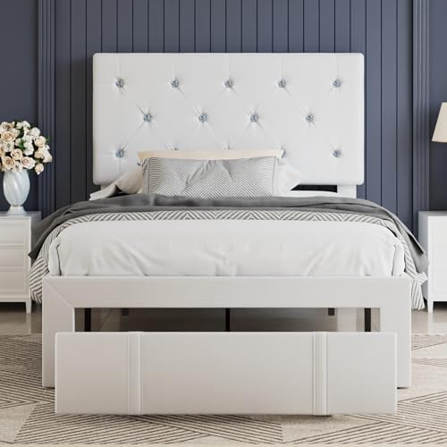 Twin Size Bed Frame with Storage Drawers