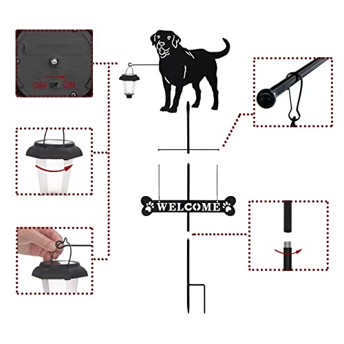 Solar Labrador Dog Breed Silhouette Welcome Sign with a Lantern