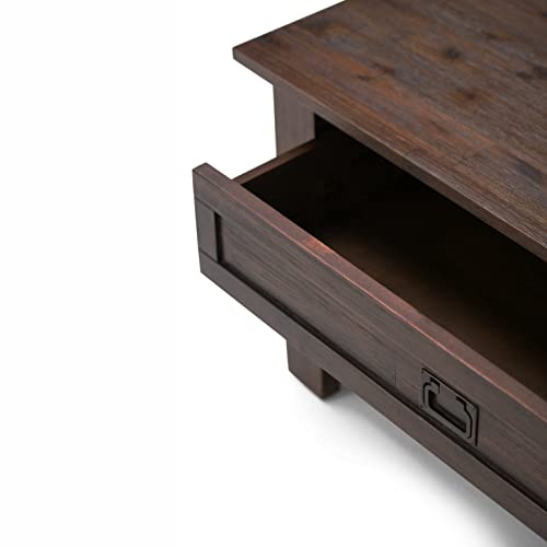 Monroe 38" Wide Solid Acacia Wood Coffee Table in Charcoal Brown