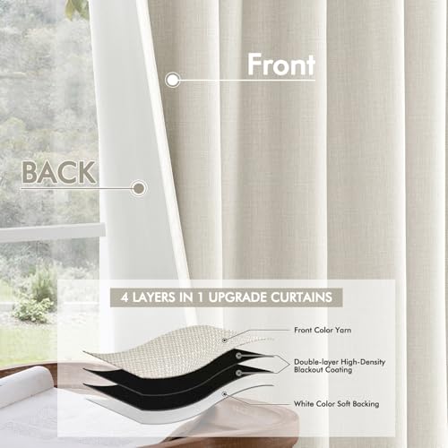 100% Blackout Back Tab Pleat Linen Curtains 50" Wx108 L (2 Count)