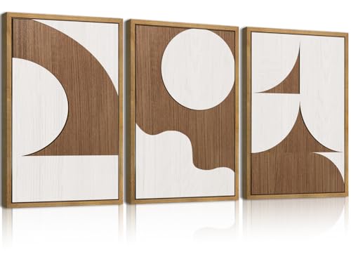 Large Abstract Brown Geometric Wall Art Set
