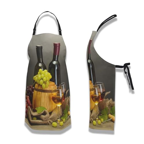 Garden Apron for Men Bottles and Glasses Pinafore Aprons for Women for Kitchen Cooking Restaurant BBQ Painting Crafting Gardening 27”