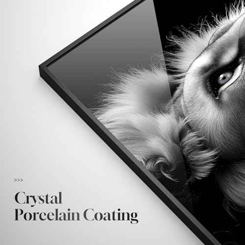 Framed Modern Black and Gray Lion Animal Wall Art