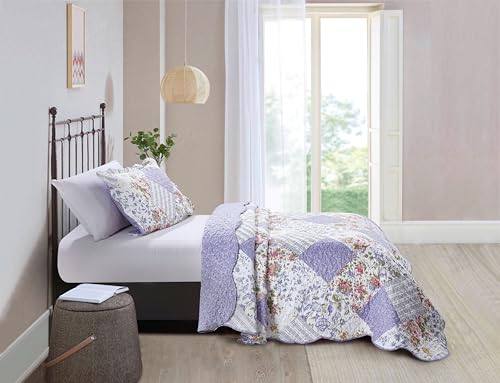 Rose Violet Patchwork Quilt Set