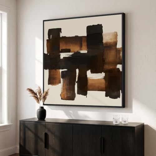 Extra Large Framed Brown Black Abstract Wall Art for Living Room
