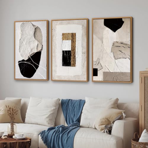Boho Abstract Framed Canvas Wall Art Set