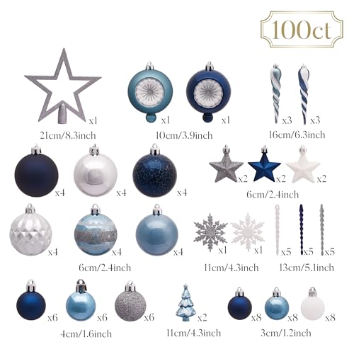 100ct Christmas Tree Decorations Ball Ornaments Set Medium (100 Count)
