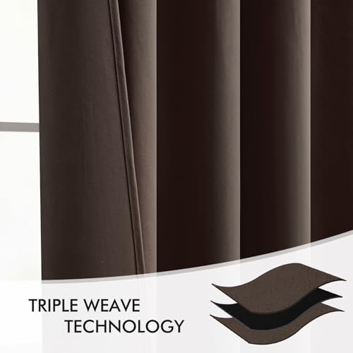Chocolate Brown Back Tab Blackout Curtains 52x96 Inch Long 2 Panels (2 Count)