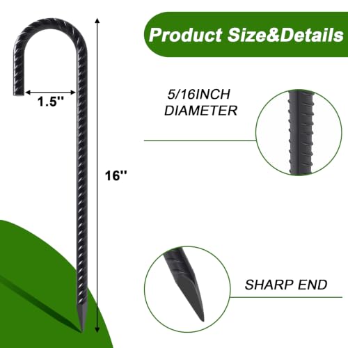 J Hook Rebar Stakes 16 Inch (40 Count)