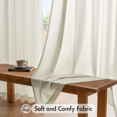 Ivory Privacy Sheer Curtains 2 Panels 42W x 84L (2 Count)