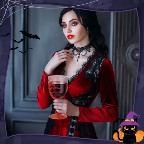 24 Pcs 12oz Halloween Skeleton Hand Goblets Clear Plastic Halloween Cups Skull Wine Glass Set for Creepy Spooky Party Decorations (24 Count)