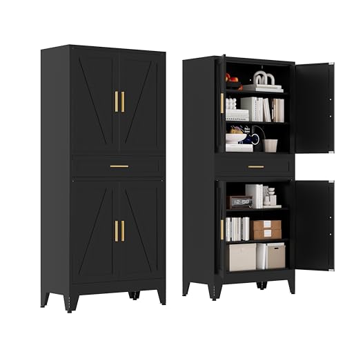 71 "Farmhouse Metal Filing Cabinet with a Drawer and 4 Adjustable Shelves