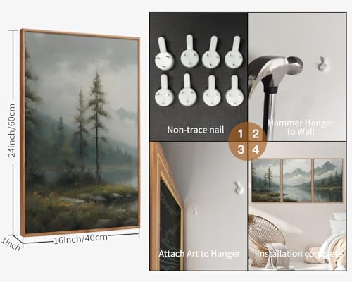 Large Green Forest Framed Canvas Wall Art Set (3 Count)