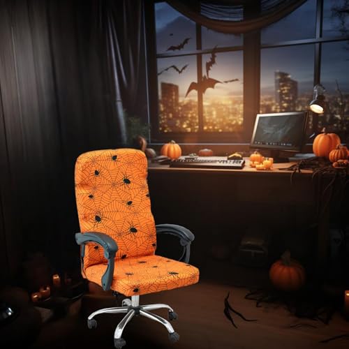Halloween Office Chair CoversHorror Bloody Handprints Footprints on White Horror Theme Print Stretchable Slipcover for Modern Simplism Style High Back Boss Chair