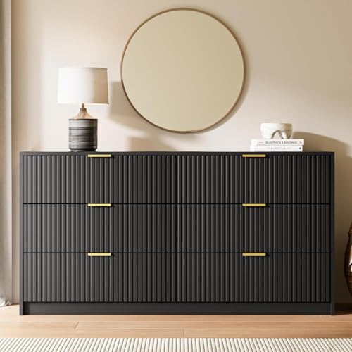 Black 6 Drawer Dresser for Bedroom