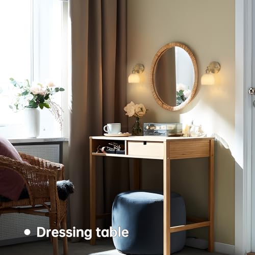 Vintage Wall Sconces with White Tulip Glass Lampshade 180 Degree Adjustable Brass Sconces Hradwired Modern Wall Lighting Fixture with Switch for Bedside Bedroom Doorway