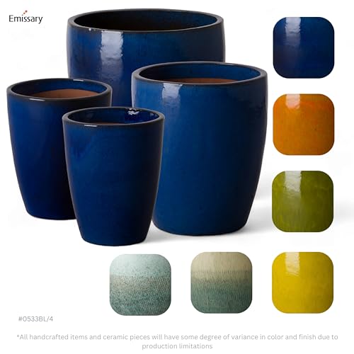 Bullet 14 in. Blue Ceramic Round Planter