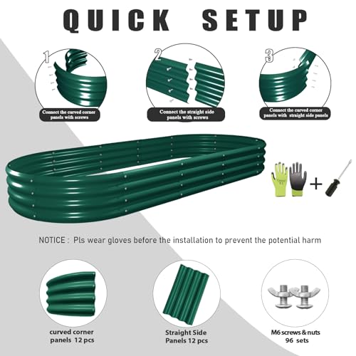 4 Pack 8x3x1FT Galvanized Raised Garden Bed Large Metal Planter Box Kit Elevated Raised Garden Planters for Outdoor Plants (4 Count)