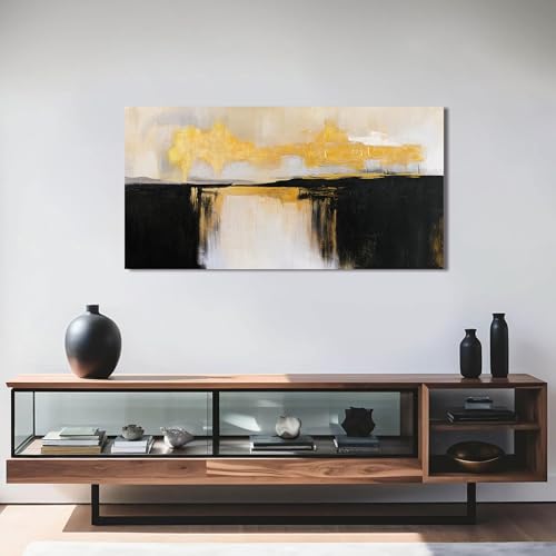 Black and Gold Abstract Wall Art Print For Bedroom Wall Decor 20x40"