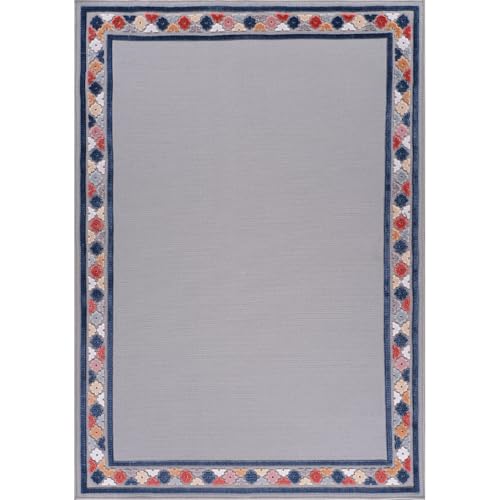 Outdoor Rug 6x9 Modern Bordered Area Rugs for Indoor and Outdoor Patio Easy to Clean Non Shedding Living Room Porch Garden Washable Outside Carpet