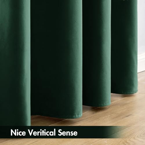 Emerald Green Blackout Velvet Curtains Drapes 84 Inch Long 52"x84" (2 Count)