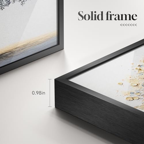 Framed Modern Luxury Blue and Gold Tree of Life Wall Art