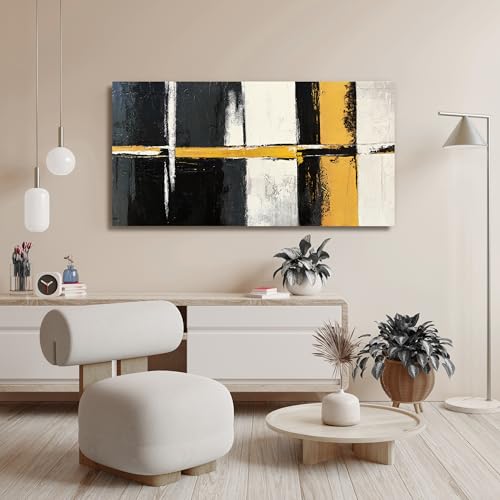 Black Yellow Abstract Wall Art Prints For Bedroom Home Wall Decor 20"x40"