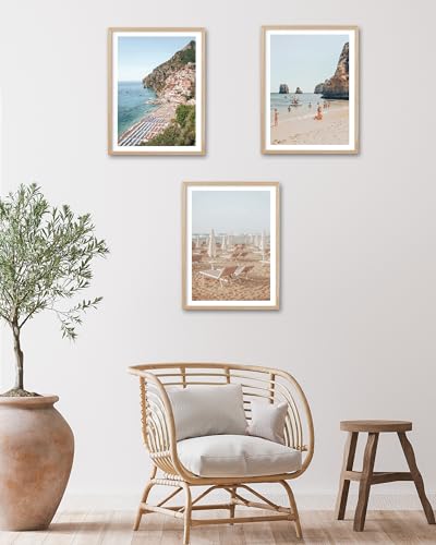 12x16IN Amalfi Coast Framed Wall Art Positano Coastal Print