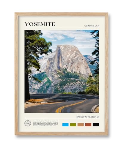 Natural OAK Wood Yosemite National Park Framed Wall Art