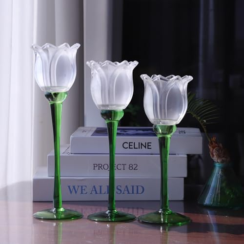 Frosted White Flower Candle Holder Set of 3 (3 Count)