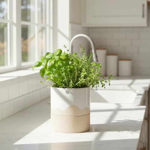 Ceramic Self Watering Plant Pot for Indoor Plants