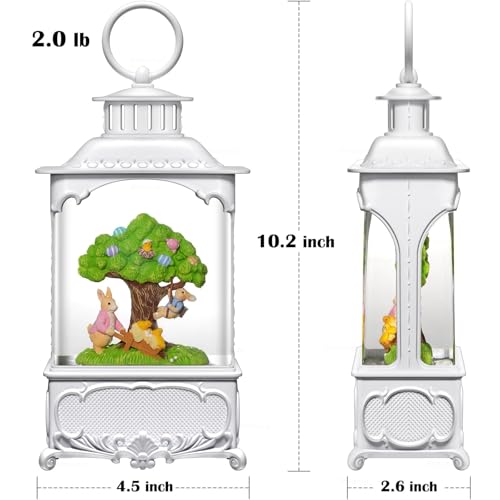 Easter Snow Globe Lantern Bunny Tree with Timer