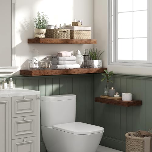 Floating Shelves 35.7" W x 10.3" D Rustic Brown Set of 2 (2 Count)
